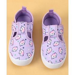 Cute Walk by Babyhug Velcro Closure Casual Shoes with Unicorn Print - Purple