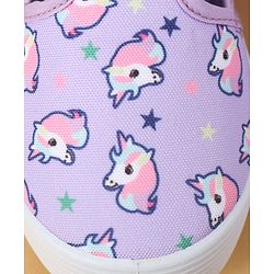 Cute Walk by Babyhug Velcro Closure Casual Shoes with Unicorn Print - Purple