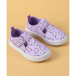 Cute Walk by Babyhug Velcro Closure Casual Shoes with Unicorn Print - Purple