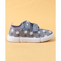 Cute Walk by Babyhug Velcro Closure Casual Shoes with Floral Pint - Blue