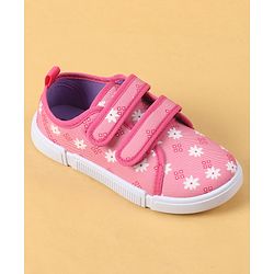 Cute Walk by Babyhug Velcro Closure Casual Shoes with Floral Pint - Blue