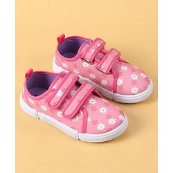 Cute Walk by Babyhug Velcro Closure Casual Shoes with Floral Pint - Blue