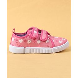 Cute Walk by Babyhug Velcro Closure Casual Shoes with Floral Pint - Blue