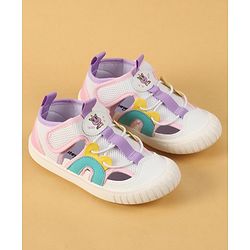 Cute Walk by Babyhug Velcro Closure Casual Shoes with Unicorn Pint - Blue