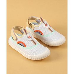 Cute Walk by Babyhug Velcro Closure Casual Shoes with Patch Detailing - White & Yellow