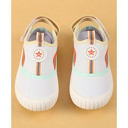 Cute Walk by Babyhug Velcro Closure Casual Shoes with Patch Detailing - White & Yellow