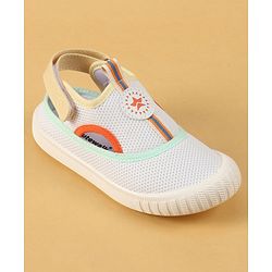 Cute Walk by Babyhug Velcro Closure Casual Shoes with Patch Detailing - White & Yellow