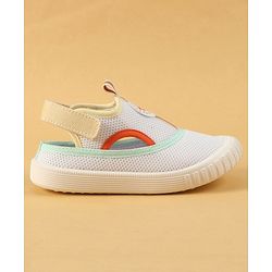 Cute Walk by Babyhug Velcro Closure Casual Shoes with Patch Detailing - White & Yellow