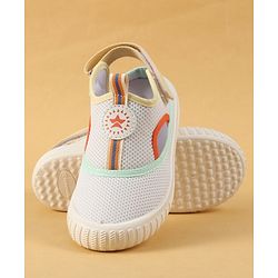 Cute Walk by Babyhug Velcro Closure Casual Shoes with Patch Detailing - White & Yellow