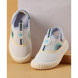 Cute Walk by Babyhug Velcro Closure Casual Shoes with Patch Detailing - White & Yellow