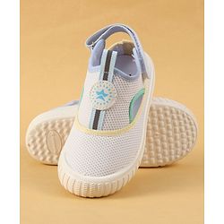Cute Walk by Babyhug Velcro Closure Casual Shoes with Patch Detailing - White & Yellow