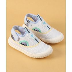 Cute Walk by Babyhug Velcro Closure Casual Shoes with Patch Detailing - White & Yellow