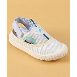 Cute Walk by Babyhug Velcro Closure Casual Shoes with Patch Detailing - White & Yellow