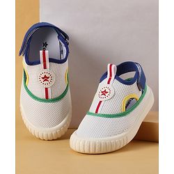 Cute Walk by Babyhug Velcro Closure Casual Shoes with Patch Detailing - White & Yellow