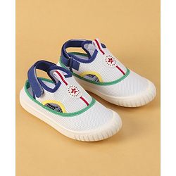 Cute Walk by Babyhug Velcro Closure Casual Shoes with Patch Detailing - White & Yellow