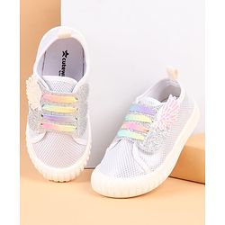 Cute Walk by Babyhug Slip On Casual Shoes with Glitter Print - White