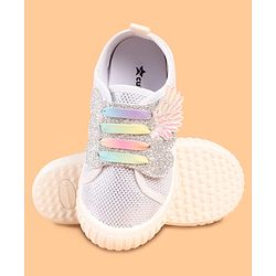 Cute Walk by Babyhug Slip On Casual Shoes with Glitter Print - White