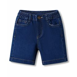 Babyhug Cotton Woven Half Sleeves Checked Shirt & Denim Shorts Set - Navy Blue