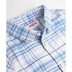 Babyhug Cotton Woven Half Sleeves Checked Shirt & Denim Shorts Set - Navy Blue