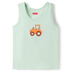 Babyhug 100% Cotton Knit Sleeveless Striped & Tractor Printed Vests Pack of 3 - Multicolor