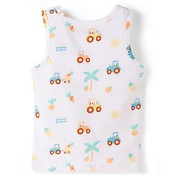 Babyhug 100% Cotton Knit Sleeveless Striped & Tractor Printed Vests Pack of 3 - Multicolor