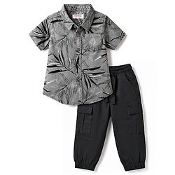 Babyhug Cotton Woven Half Sleeves Tropical Theme Printed Shirt & Pant Set - Multicolor