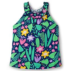Babyhug 100% Cotton Knit Sleeveless Floral Printed Top - Multicolour