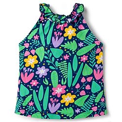 Babyhug 100% Cotton Knit Sleeveless Floral Printed Top - Multicolour