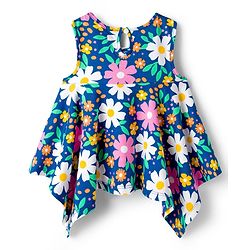 Babyhug Cotton Knit Sleeveless  Floral Printed Top - Multicolour