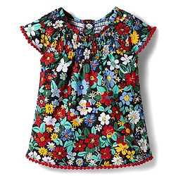 Babyhug Cotton Knit Top Half Sleeves All Over Print Picoting Detailing Multi Color 6-9 Months