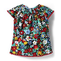 Babyhug Cotton Knit Top Half Sleeves All Over Print Picoting Detailing Multi Color 6-9 Months