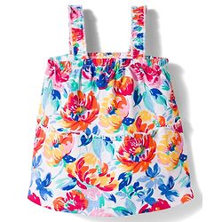 Babyhug Cotton Knit Sleeveless Top With Floral Print - Multicolor