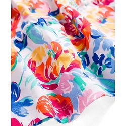 Babyhug Cotton Knit Sleeveless Top With Floral Print - Multicolor