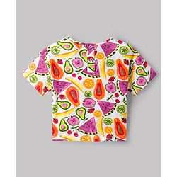 Babyhug 100% Cotton Knit Half Sleeves Tropical Theme Printed Top - Multicolour