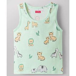 Babyhug 100% Cotton Knit Sleeveless Sando Vests with Tiger Print Pack of 3 - Multicolor