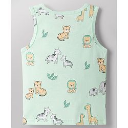 Babyhug 100% Cotton Knit Sleeveless Sando Vests with Tiger Print Pack of 3 - Multicolor