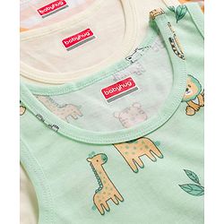 Babyhug 100% Cotton Knit Sleeveless Sando Vests with Tiger Print Pack of 3 - Multicolor