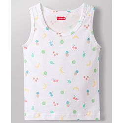 Babyhug 100% Cotton Knit Sleeveless Sando Vests with Fruit Print Pack of 3 - Multicolor