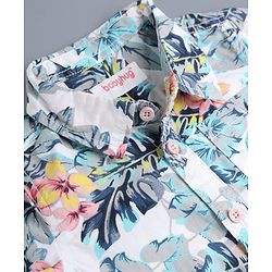 Babyhug Cotton Woven Half Sleeves Floral Printed Shirt & Cargo Shorts Set - Multicolor