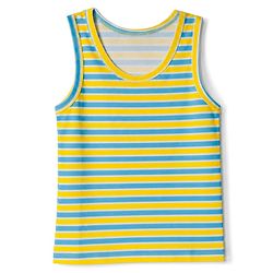 Babyhug 100% Cotton Single Jersey Knit Sleeveless Striped Sando With Panda & Star Print Pack of 3 - Blue, Yellow, Green