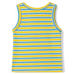 Babyhug 100% Cotton Single Jersey Knit Sleeveless Striped Sando With Panda & Star Print Pack of 3 - Blue, Yellow, Green