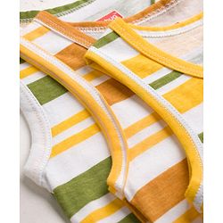 Babyhug 100% Cotton Knit Sleeveless Striped Sando Vests Pack Of 3 - Multicolor