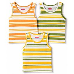Babyhug 100% Cotton Knit Sleeveless Striped Sando Vests Pack Of 3 - Multicolor