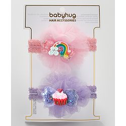 Babyhug Rainbow & Cupcake Applique Headbands Free Size Set of 2 - Multicolor