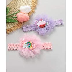 Babyhug Rainbow & Cupcake Applique Headbands Free Size Set of 2 - Multicolor