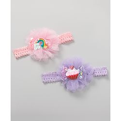 Babyhug Rainbow & Cupcake Applique Headbands Free Size Set of 2 - Multicolor