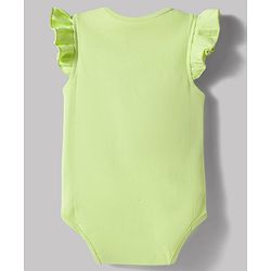 Babyhug Disney Interlock Knit Frill Sleeves Onesies with Minnie Mouse Graphic Pack of 2 - White & Green