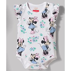 Babyhug Disney Interlock Knit Frill Sleeves Onesies with Minnie Mouse Graphic Pack of 2 - White & Green