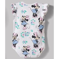 Babyhug Disney Interlock Knit Frill Sleeves Onesies with Minnie Mouse Graphic Pack of 2 - White & Green