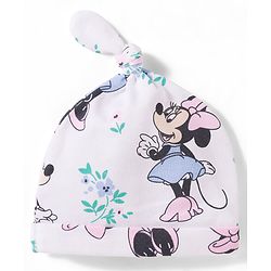 Babyhug Disney Interlock Knit  Pony Caps With Minnie Mouse Print Pack of 2 Multicolor - Diameter 16 cm